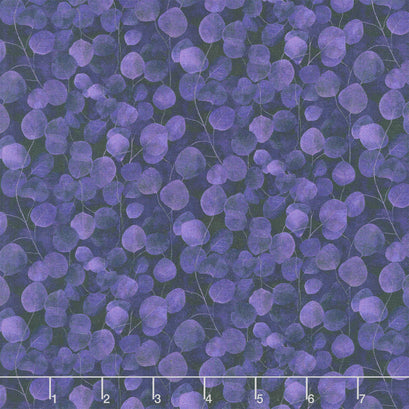 Mystic Meadow - Packed Leaves Violet Digitally Printed Yardage