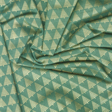 Holiday Blenders - Christmas Tree Geo Metallic Green Yardage