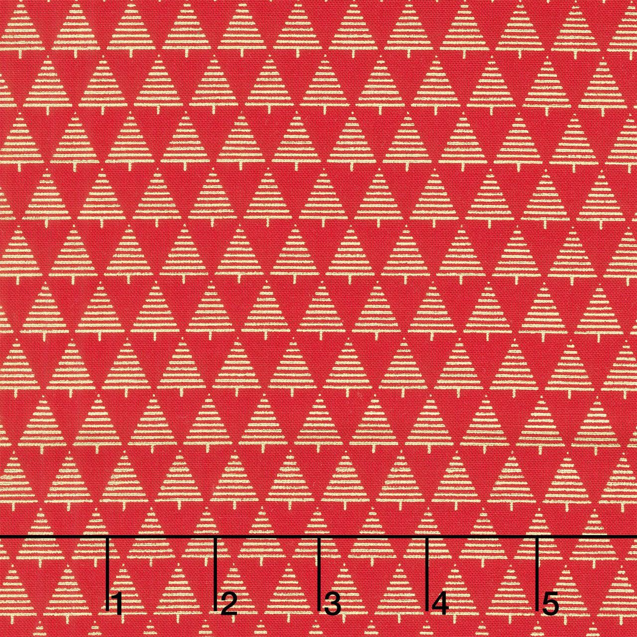 Holiday Blenders - Christmas Tree Geo Metallic Red Yardage