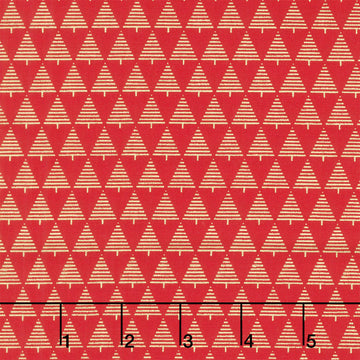 Holiday Blenders - Christmas Tree Geo Metallic Red Yardage