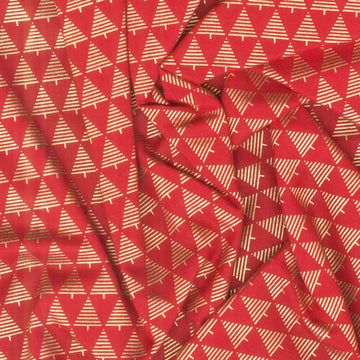 Holiday Blenders - Christmas Tree Geo Metallic Red Yardage