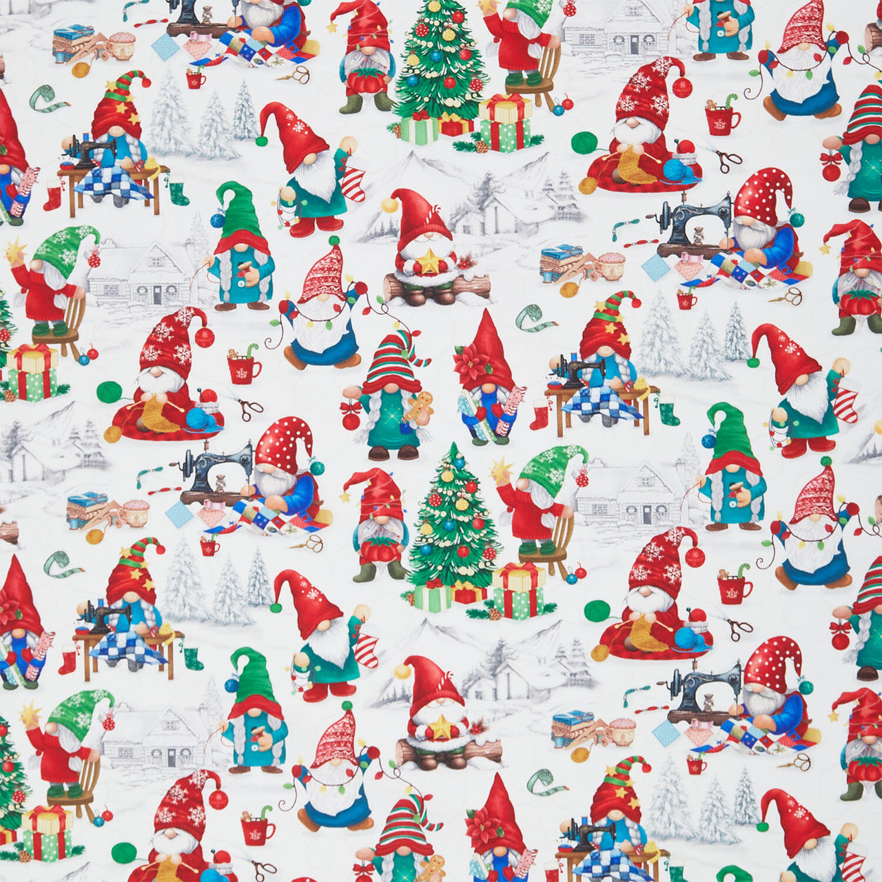 Merry Christmas - Christmas Quilting Gnomes Winter Yardage
