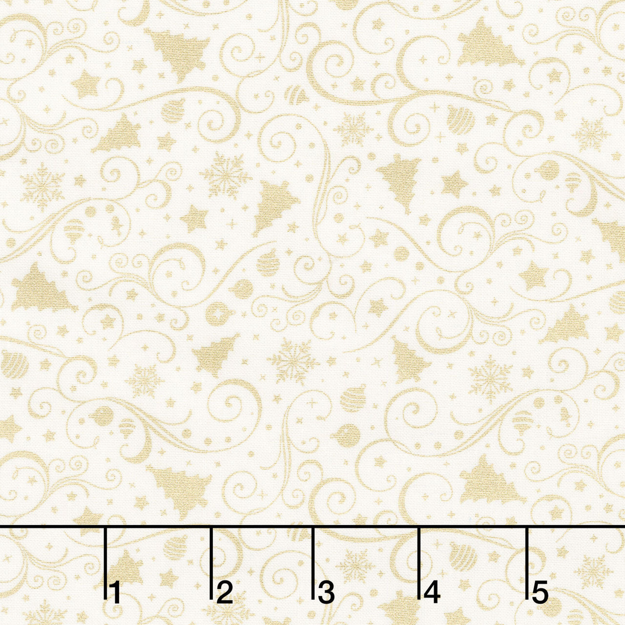 Holiday Blenders - Metallic Christmas Ornaments Cream Yardage