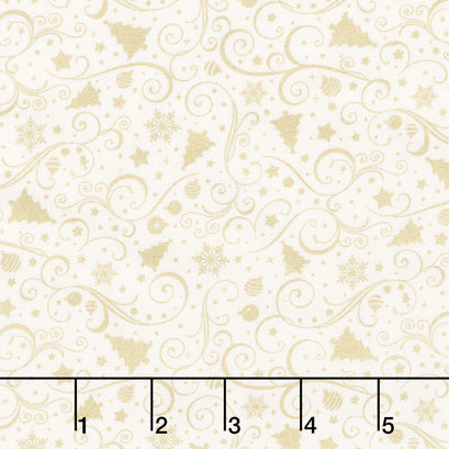 Holiday Blenders - Metallic Christmas Ornaments Cream Yardage
