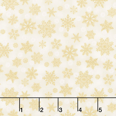 Merry Christmas - Metallic Snowflakes Cream Yardage