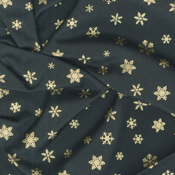 ICE - Metallic Snowflakes Black Yardage