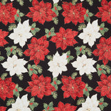 Merry Christmas - Poinsettia Floral Poinsettia Metallic Yardage