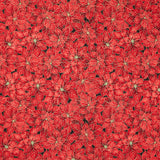 Merry Christmas - Packed Poinsettias Red Metallic Yardage