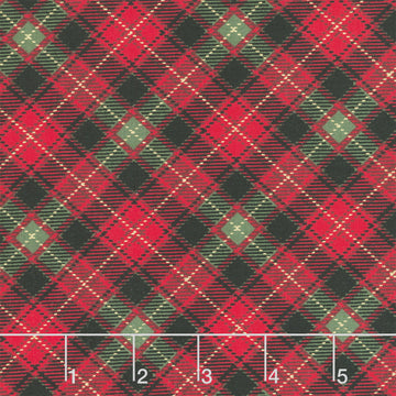 Merry Christmas - Bias Tartan Plaid Holiday Metallic Yardage