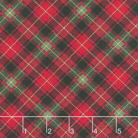 Merry Christmas - Bias Tartan Plaid Holiday Metallic Yardage