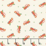 Cowboy Christmas - Tossed Red Holiday Truck Beige Yardage
