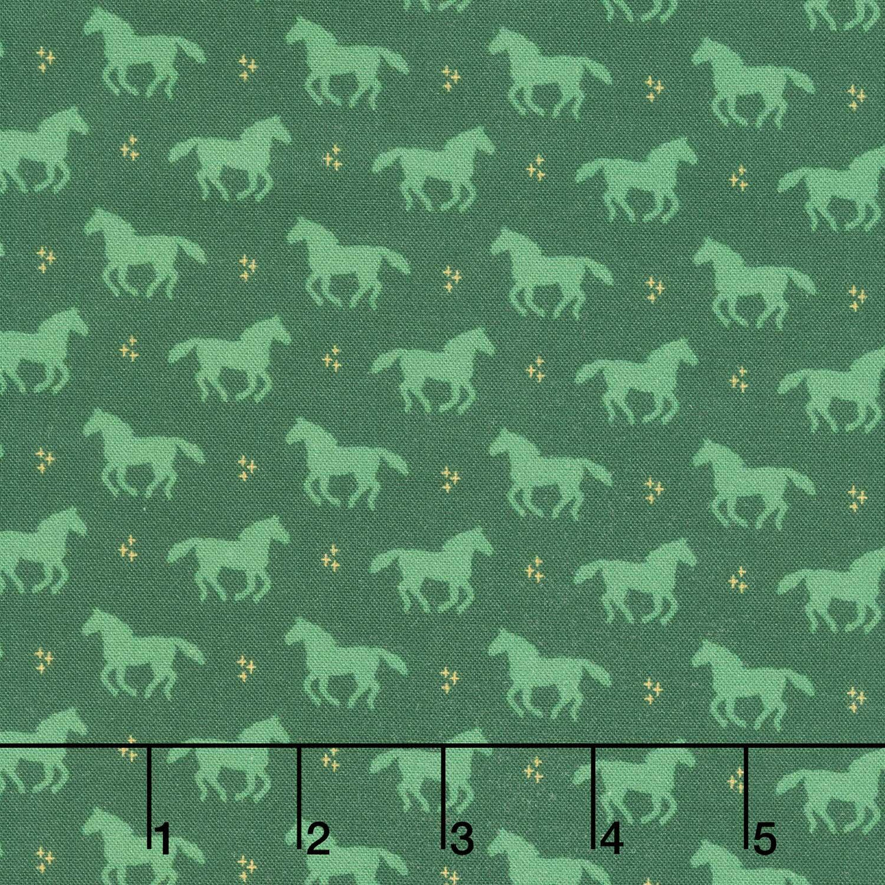 Cowboy Christmas - Horse Silhouettes Green Yardage
