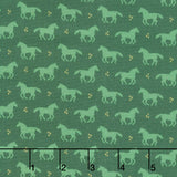 Cowboy Christmas - Horse Silhouettes Green Yardage