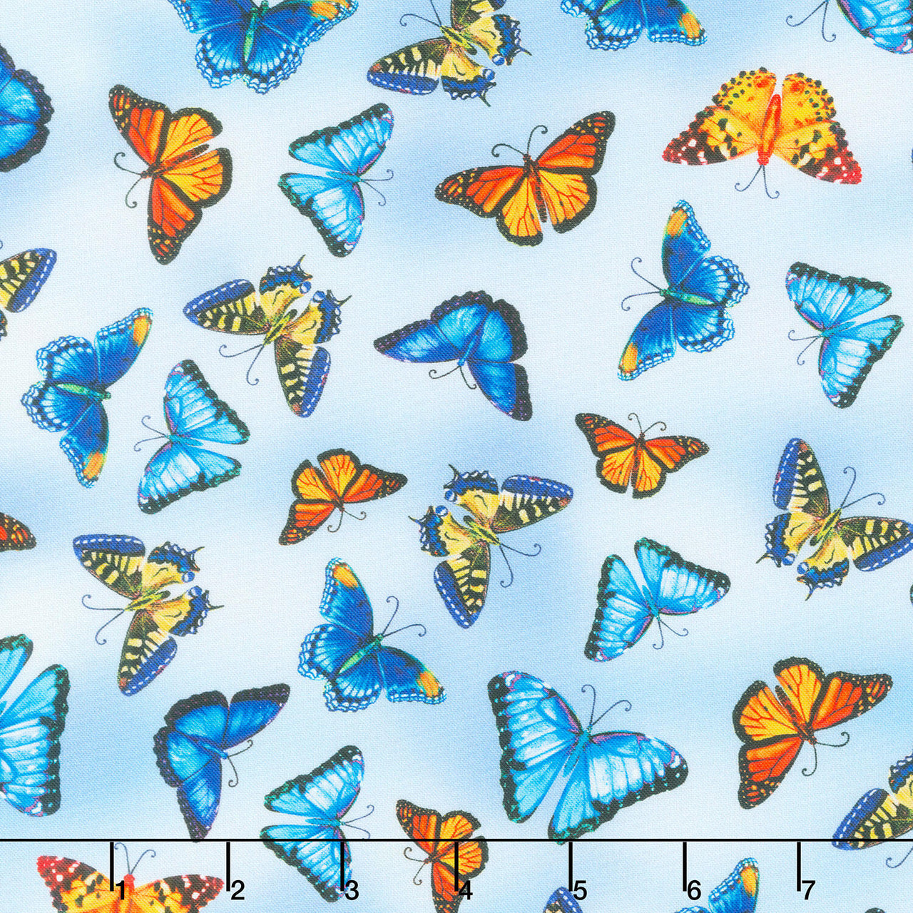Faith - Tossed Butterflies Sky Yardage