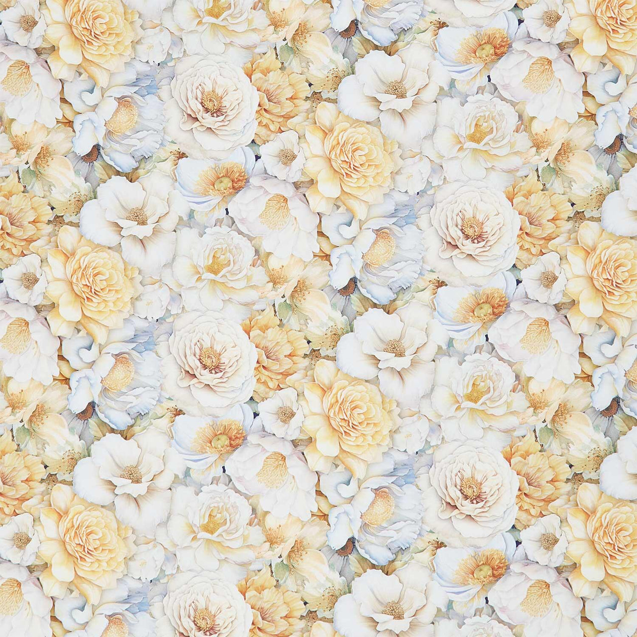 Lumiere - Packed Flower Heads Cream Digitally Printed Yardage