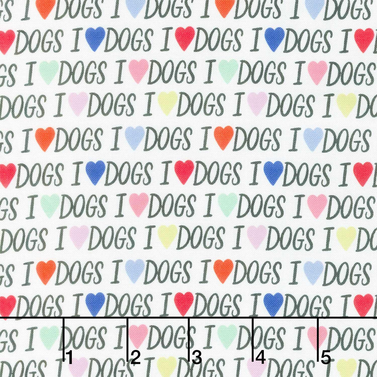 Dogs - I Love Dogs White Yardage