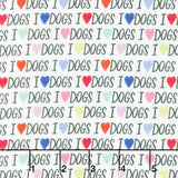 Dogs - I Love Dogs White Yardage