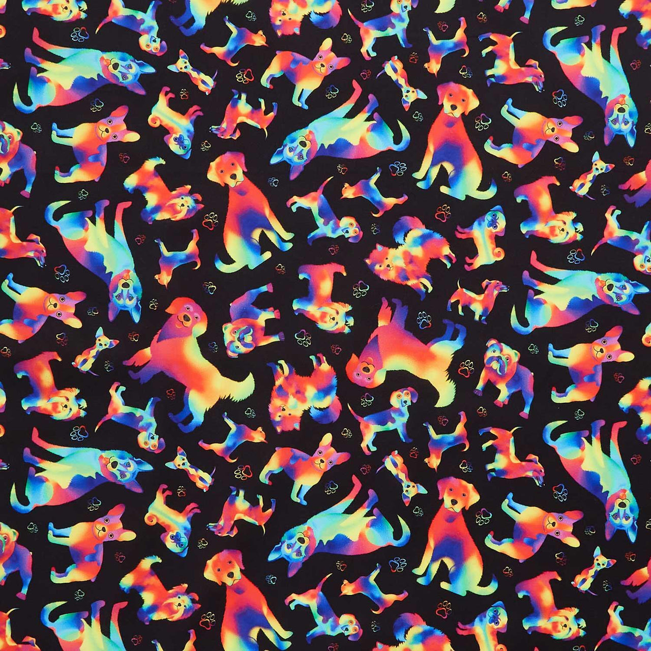 Dogs - Puparazzi Tossed Ombre Dogs Black Yardage