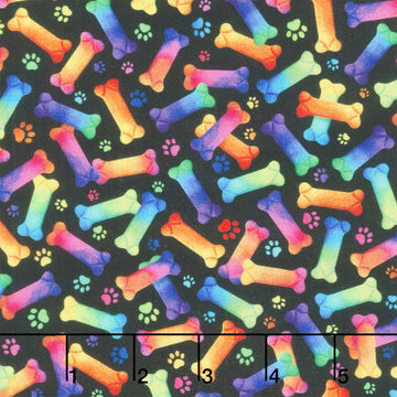 Dogs - Ombre Dog Bones Black Yardage
