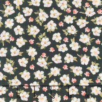Stroke Of Genius Tossed Small Flowers Black Yardage