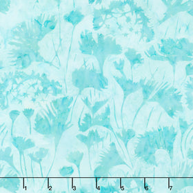 Tonga Batiks - Valley Blossom Shadowy Leaves Aqua Yardage