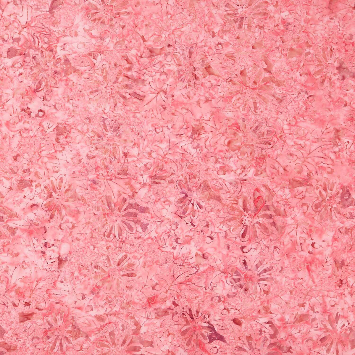 Tonga Batiks - Geranium Water Painted Floral Pink Yardage