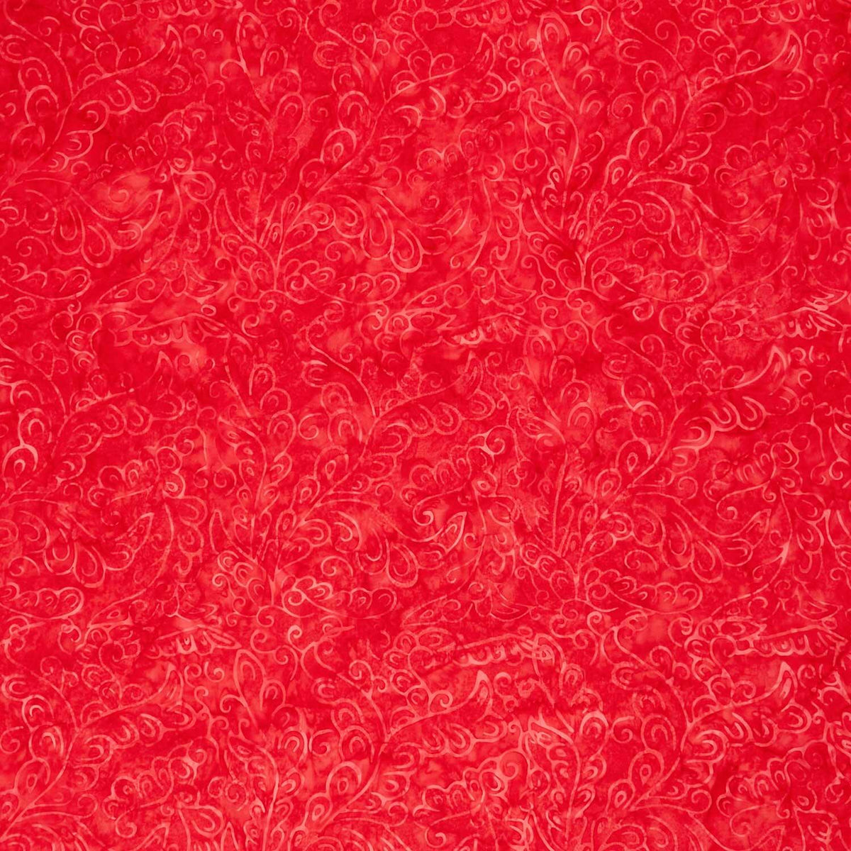 Tonga Batiks - Geranium Curling Leave Vines Scarlet Yardage