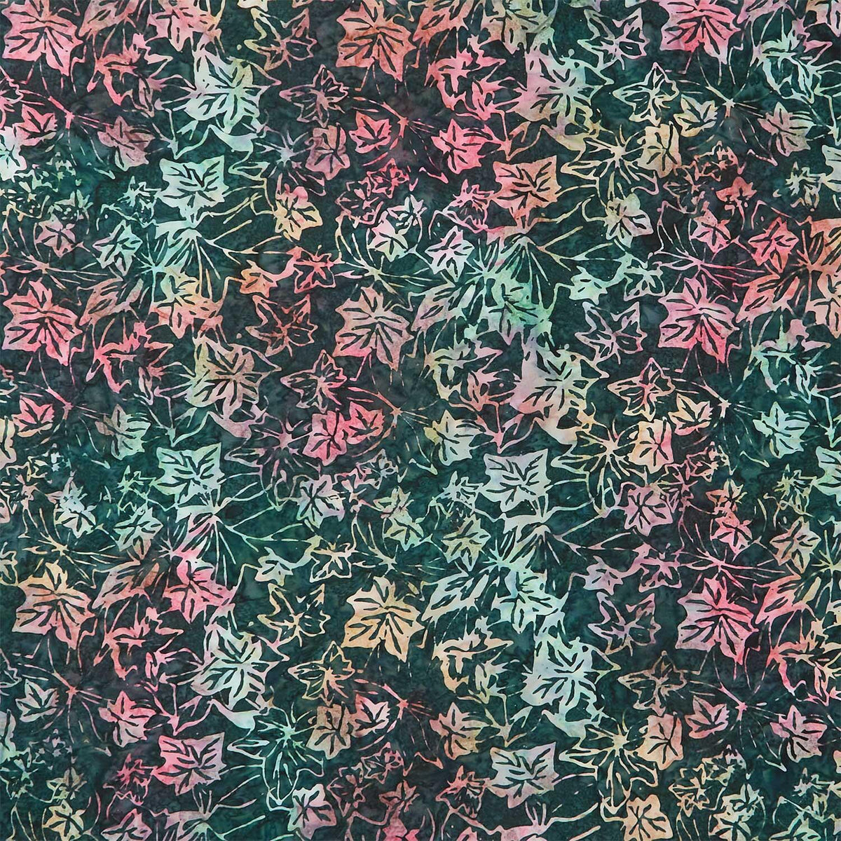 Tonga Batiks - Geranium Falling Leaves Green Yardage