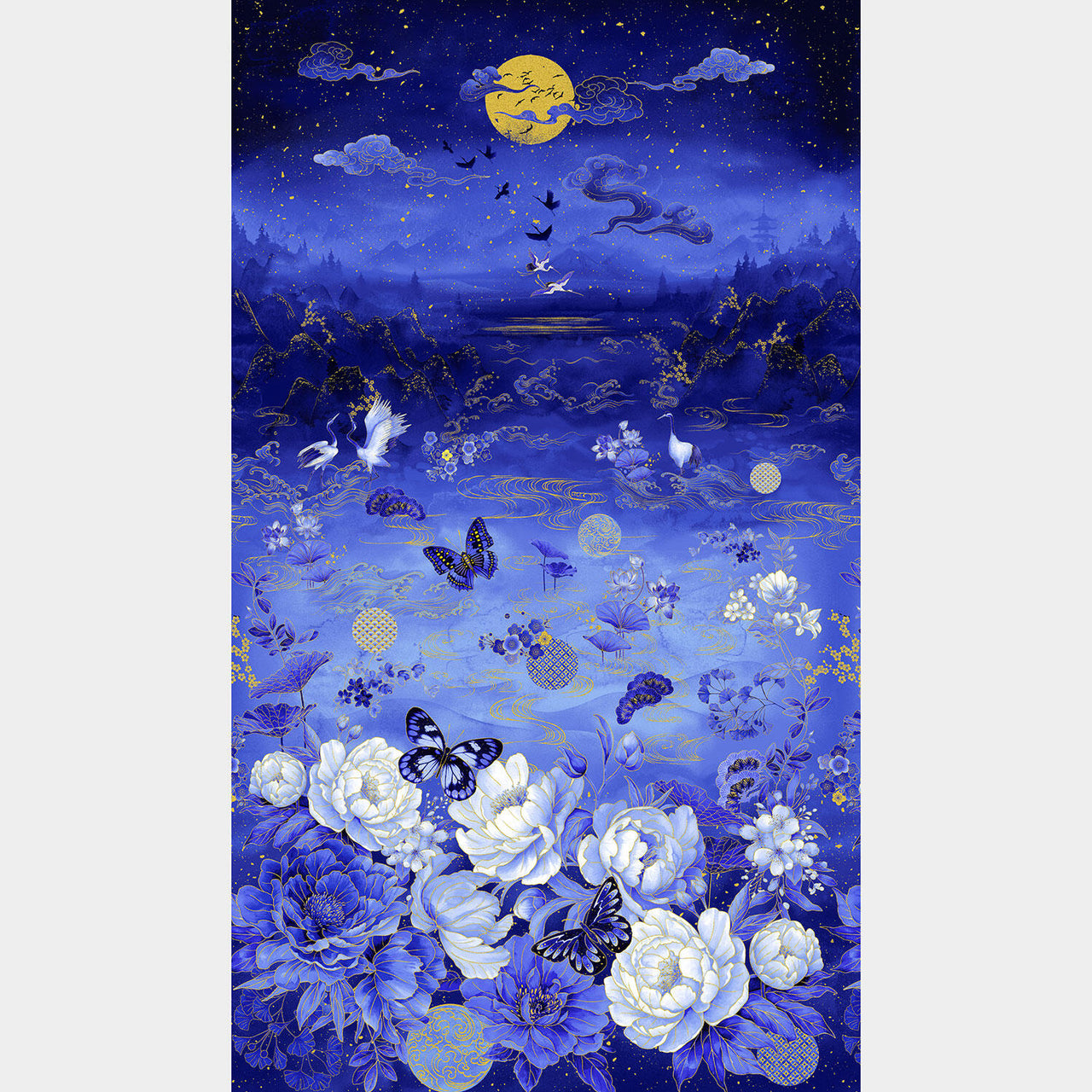 Moonlight - Asian Moonlight Ocean Metallic Panel