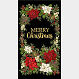 Merry Christmas - Poinsettia Wreath Black Metallic Panel