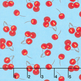 Patchwork Picnic - Cherries Blue Yardage