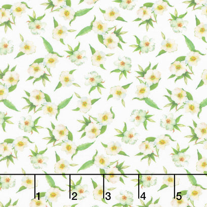 Patchwork Picnic - Small Floral White Yardage