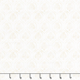 Patchwork Picnic - Floral Stamp Cream Yardage