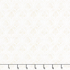 Patchwork Picnic - Floral Stamp Cream Yardage