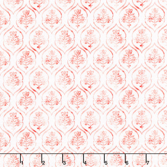 Patchwork Picnic - Floral Stamp Red Yardage