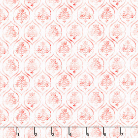 Patchwork Picnic - Floral Stamp Red Yardage