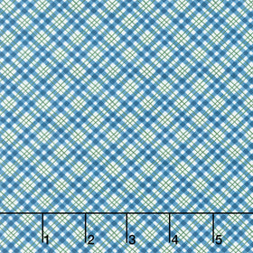 Patchwork Picnic - Diagonal Plaid Blue Yardage