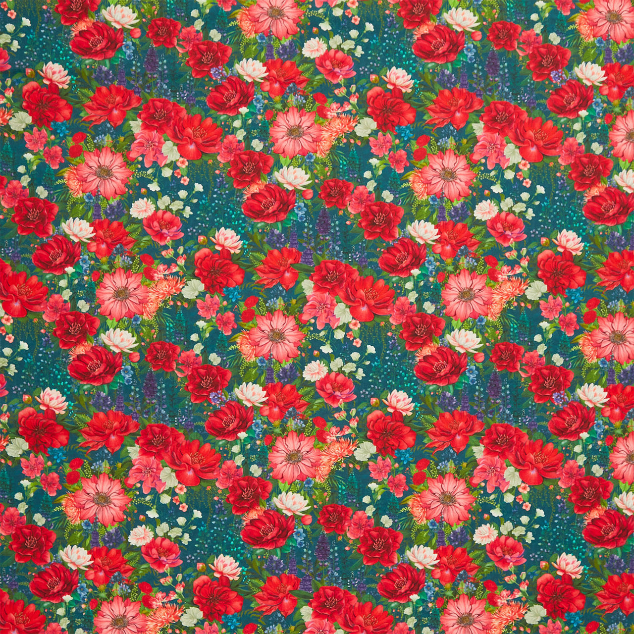 Wild Garden - Teal Packed Floral Yardage