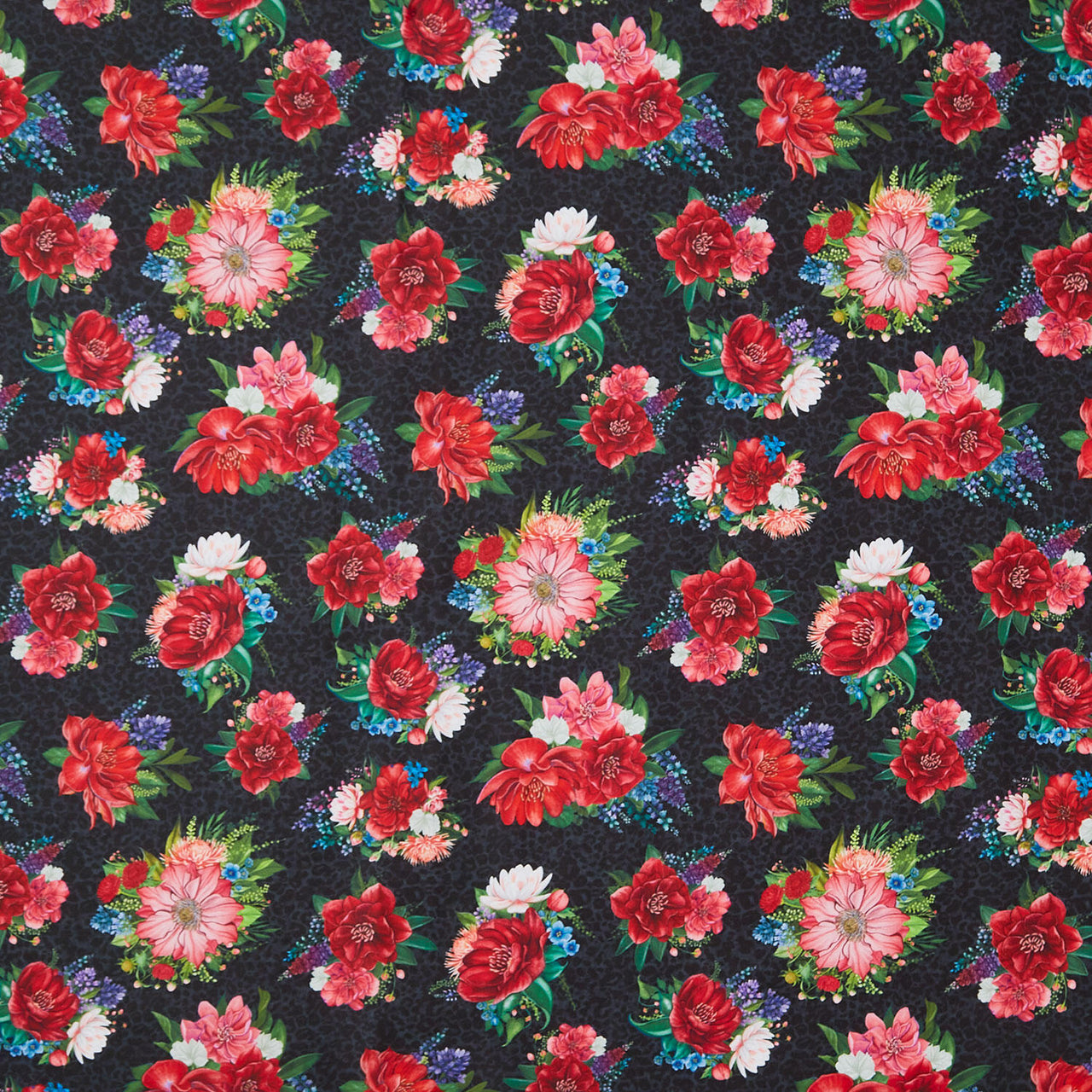 Wild Garden - Black Floral Bouquets Yardage