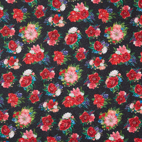 Wild Garden - Black Floral Bouquets Yardage