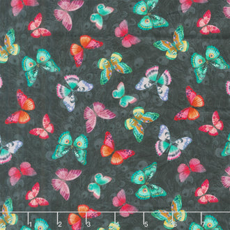 Wild Garden - Black Butterflies Yardage