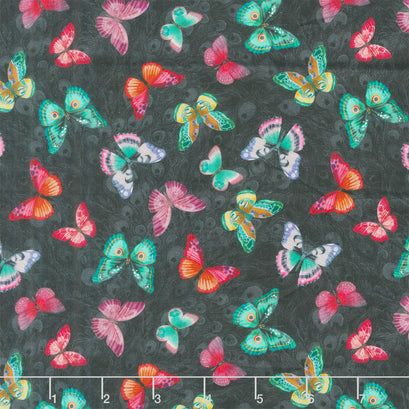 Wild Garden - Black Butterflies Yardage