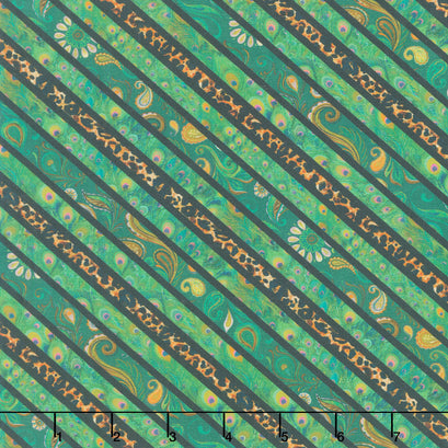Wild Garden - Green Diagonal Stripe Yardage