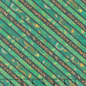 Wild Garden - Green Diagonal Stripe Yardage
