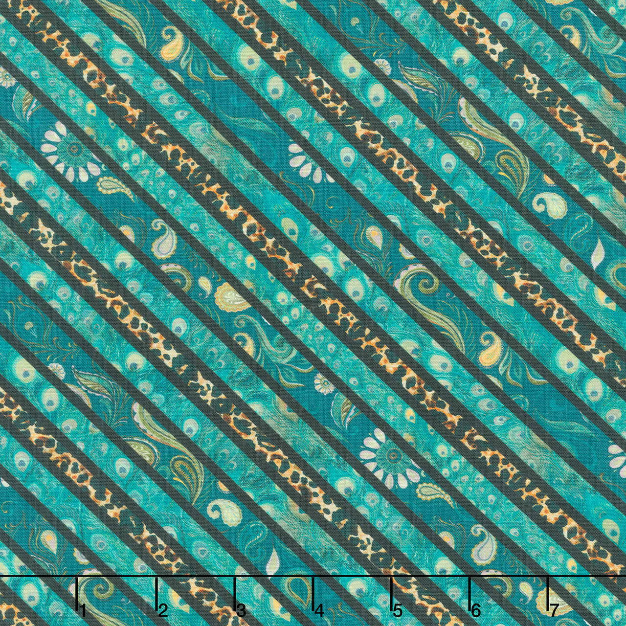 Wild Garden - Teal Diagonal Stripe Yardage