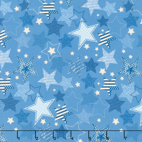 Stripes and Stars - Large Stars Blue Tonal Yardage