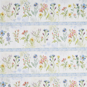 Nature's Serenade - Floral Border Stripe Multi Yardage