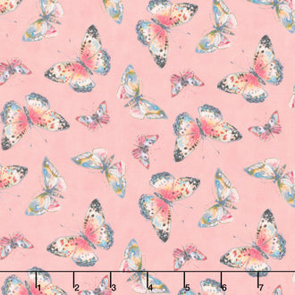 Nature's Serenade - Butterfly Dark Pink Yardage