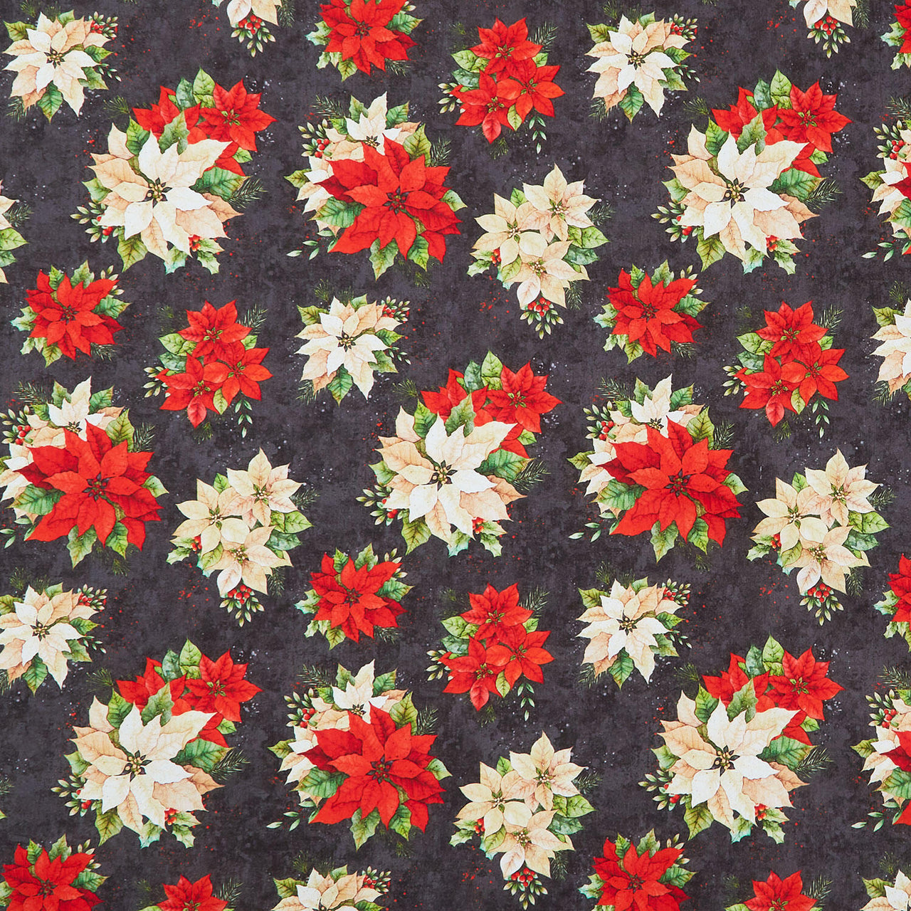 Poinsettia Radiance - Poinsettia Bouquets Black Yardage