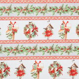 Feathered Festivities - Cardinal Repeating Stripe Multi Yardage